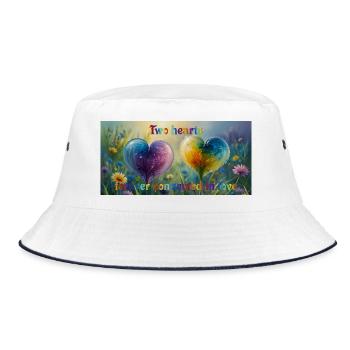 Zwei Herzen für immer in Liebe verbunden - Bucket Hat - Weiß/Navy - Vorne