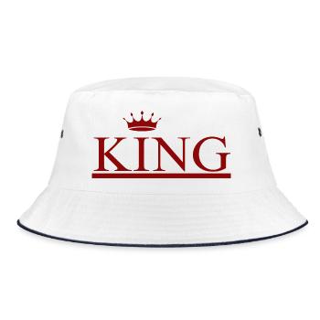KING - Bucket Hat - Weiß/Navy - Vorne