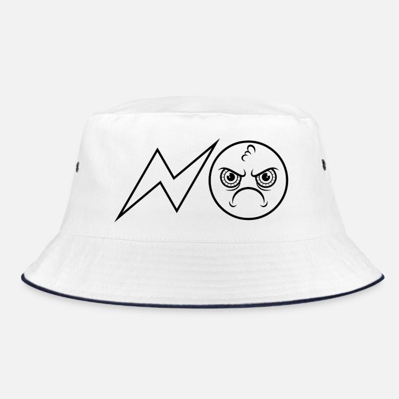 NO / Nope / No / Never / No - Bucket Hat - white/navy