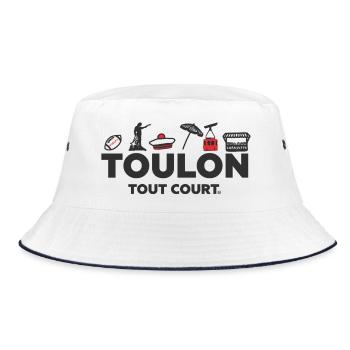 Toulon Tout Court, red and black symbols - Bucket Hat - white/navy - Front