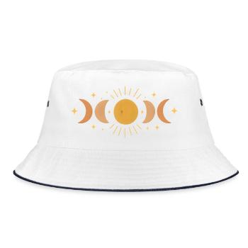 Faceted moon phase cover for night adventures - Bucket Hat - white/navy - Front