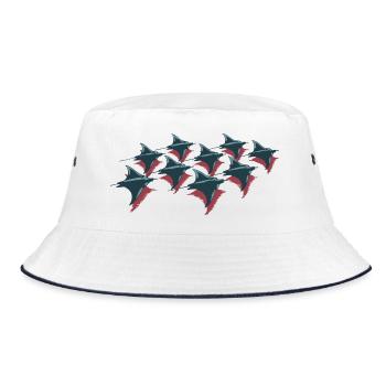 Manta Ray School – Elegant Underwater World - Bucket Hat - white/navy - Front