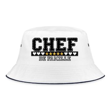 T SHIRT HUMORISTIQUE CHEF DE FAMILLE  - Bob - blanc/marine - Devant