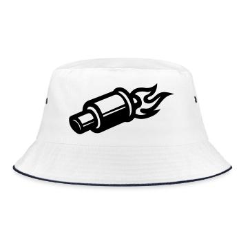 Exhaust Symbol Tuning - Bucket Hat - white/navy - Front