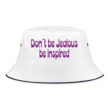 Don't Be Jealous – Be Inspired Saying - Bucket Hat - white/navy - Front