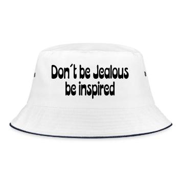 Don't Be Jealous – Be Inspired Saying - Bucket Hat - white/navy - Front