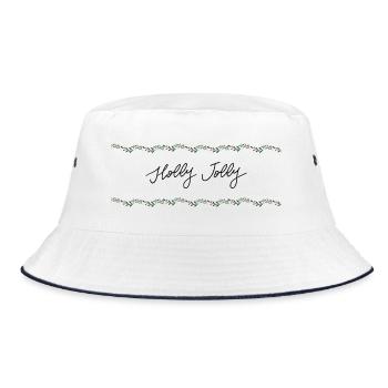Holly Garland Border - Bucket Hat - white/navy - Front