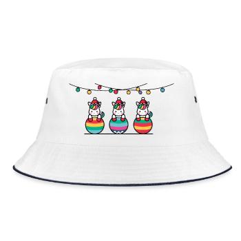 3 Einhörner Weihnachtskugeln Freunde - Bucket Hat - Weiß/Navy - Vorne