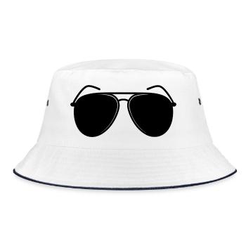 Sonnenbrille - Bucket Hat - Weiß/Navy - Vorne
