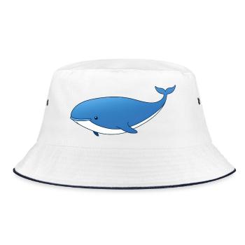 Blauer Wal Cartoon - Bucket Hat - Weiß/Navy - Vorne