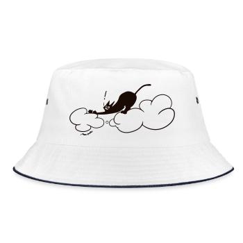 Adorable Chat noir sur les nuages Illustration minimale de chat - Bob - blanc/marine - Devant