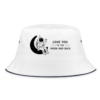 Love You To The Moon And Back Doodle - Bucket Hat - white/navy - Front