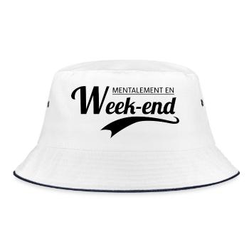 Wochenend-Humor-T-Shirt – Geistig abwesend - Bucket Hat - Weiß/Navy - Vorne