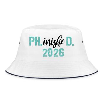 Doktor 2026 Abschluss Philister Dissertation Phd - Bucket Hat - Weiß/Navy - Vorne