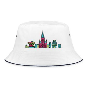 Antwerp City Skyline Cathedral Modern Line Art - Bucket Hat - white/navy - Front