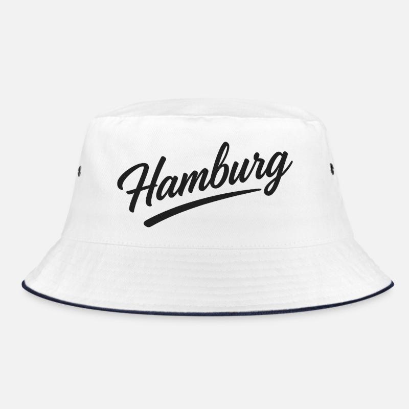 Hamburg Script City Design with Underline - Bucket Hat - Weiß/Navy