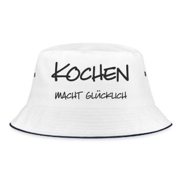 Cooking makes you happy – lettering for Kochliebha - Bucket Hat - white/navy - Front