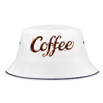Coffee Lettering Coffee Illustration - Bucket Hat - white/navy - Front