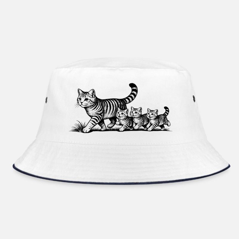 Katzenmutter mit 3 Katzenbabys schwarz Bucket Hat