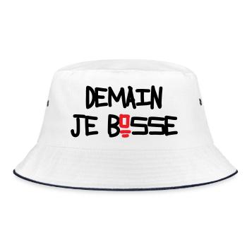 Demain je bosse humour flemme procrastination - Bob - blanc/marine - Devant