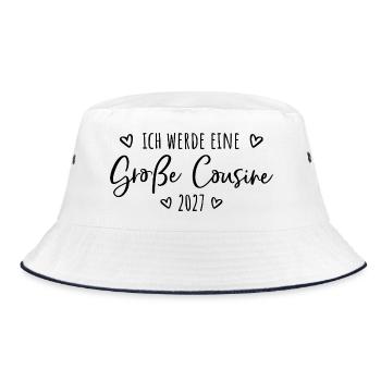 Ich werde eine Große Cousine 2027  - Bucket Hat - Weiß/Navy - Vorne