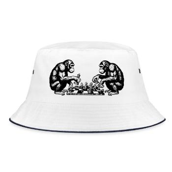 Affen spielen Schach-T-Shirt - Bucket Hat - Weiß/Navy - Vorne