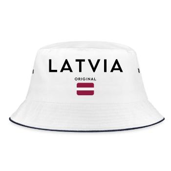 Drapeau letton, design minimaliste élégant - Bob - blanc/marine - Devant