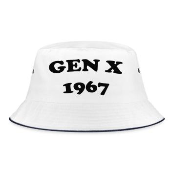 Gen X 1967 Retro Logo - Bucket Hat - Weiß/Navy - Vorne