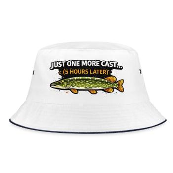 Nur noch ein Wurf lustiges Hechtangeln - Bucket Hat - Weiß/Navy - Vorne