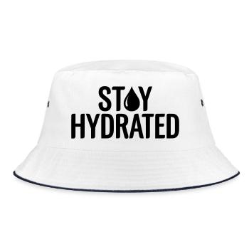 Bleib hydriert – Fitness- und Sportzitat - Bucket Hat - Weiß/Navy - Vorne