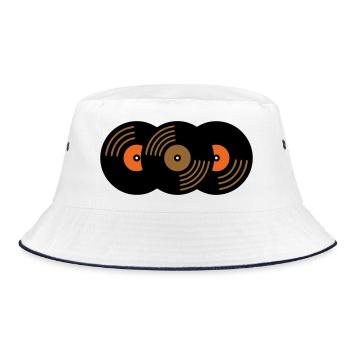 Schallplatten Sammlung Musik Fan - Bucket Hat - Weiß/Navy - Vorne