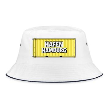 Hafen Hamburg Container gelb - Bucket Hat - Weiß/Navy - Vorne