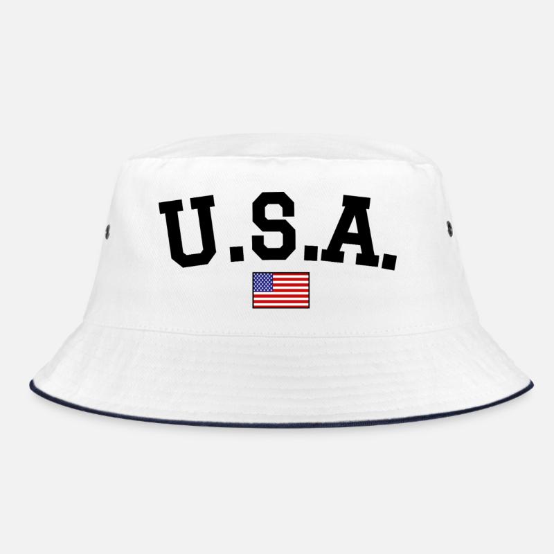 USA Flag Design Black Bucket Hat