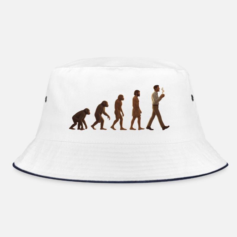Evolutionary journey: From ape to coffee-drinking man Bucket Hat
