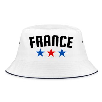 Frankreich 3 Sterne Design - Bucket Hat - Weiß/Navy - Vorne