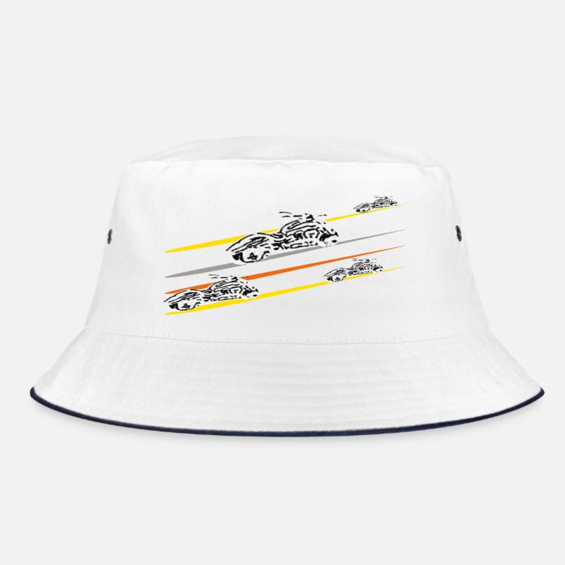 Motorrad Chopper - Bucket Hat - Weiß/Navy