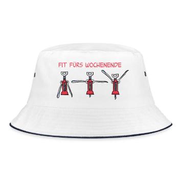 Fit fürs Wochenende - Bucket Hat - Weiß/Navy - Vorne