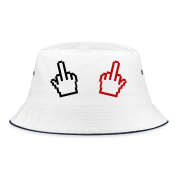 Pixel Mittelfinger - Bucket Hat - Weiß/Navy - Vorne