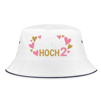 Hoch 2 Herz Zwillinge Zweifache Mutter - Bucket Hat - Weiß/Navy - Vorne