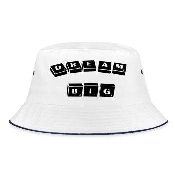 Dream Big Bold Typography Funny Lettering Tiles - Bucket Hat - Weiß/Navy - Vorne