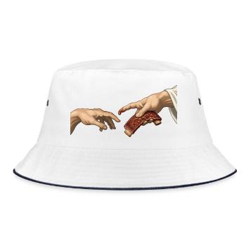 BBQ Ribs – The Creation – Fun Barbecue - Bucket Hat - white/navy - Front