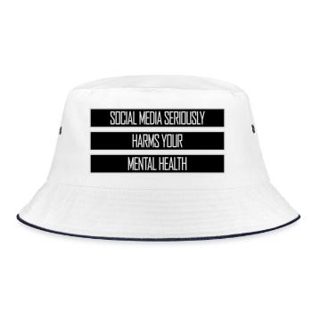 Social Media Seriously Harms Mental Health Spruch - Bucket Hat - Weiß/Navy - Vorne