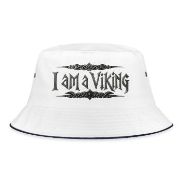 I Am A Viking – keltische Knotentypografie - Bucket Hat - Weiß/Navy - Vorne