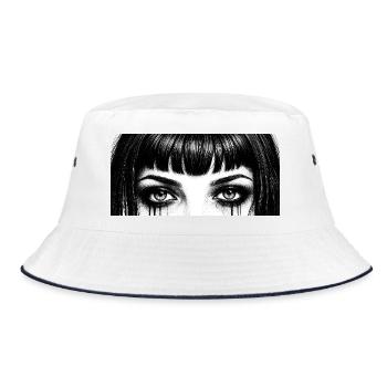 Black and White Eyes Teardrop Design - Bucket Hat - white/navy - Front