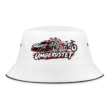 Vom Auto Aufs Fahrrad  - Bucket Hat - Weiß/Navy - Vorne