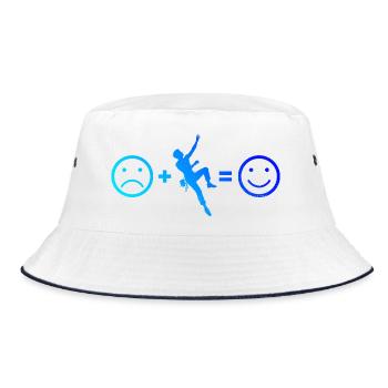 Geschenkidee für die Bouldererin mit Sportklettern - Bucket Hat - Weiß/Navy - Vorne