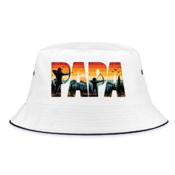 Papa Bogenschießen Retro Vater & Kind - Bucket Hat - Weiß/Navy - Vorne