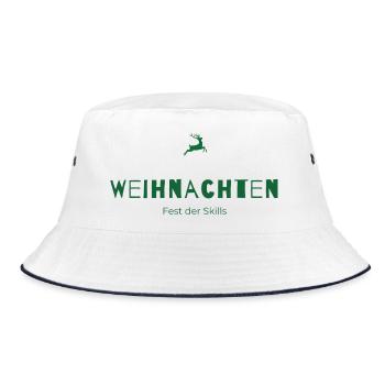Weihnachten – Fest der Skills | Humorvolles Statem - Bucket Hat - Weiß/Navy - Vorne