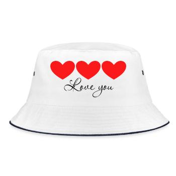 Drei Herzen in Bewegung - Bucket Hat - Weiß/Navy - Vorne