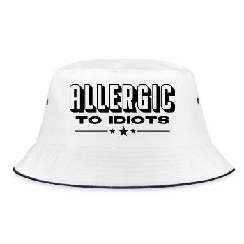 ALLERGIC TO IDIOTS Frauen und Männer T-Shirts - Bucket Hat - Weiß/Navy - Vorne